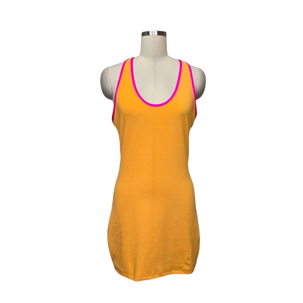Frankies Bikinis Orange Pink Trim Racerback Cutout Mini Dress Womens Size XL